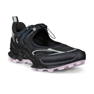 【ecco】BIOM C-TRAIL W 蹤跡健步鏤空戶外繫帶休閒鞋 女鞋(黑色/金屬黑色 80365361693)