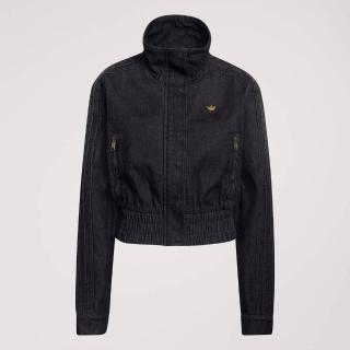 【adidas 愛迪達】P Ess Denim Tt 女 立領外套 牛仔外套 休閒穿搭 黑 亞版 短版 丹寧(KD3918)
