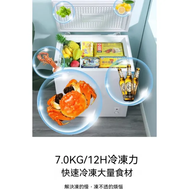 津久 110V臥式冷櫃（節能款88L）大容量冷藏冷凍小冰櫃 急凍冷藏雙溫大容量 家用商用兩用