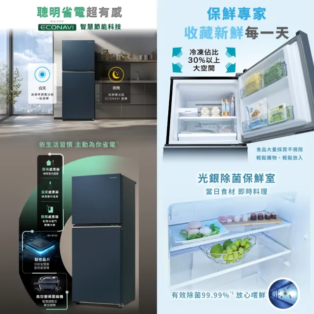 【Panasonic 國際牌】家電快配★momo獨家268公升雙門變頻冰箱-消光藍(NR-B27ME-A1)
