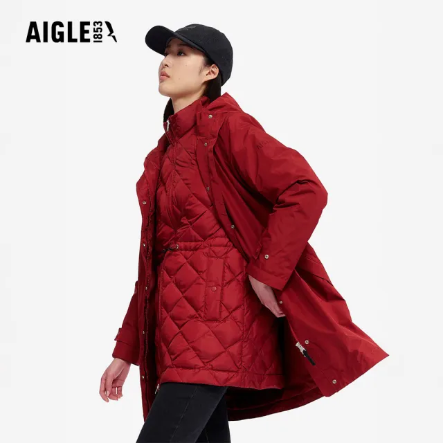 【AIGLE】女 GORE-TEX 兩件式防水羽絨外套|AG-4A246A017 櫻桃紅(goretex 防風防水 保暖外套 羽絨外套)