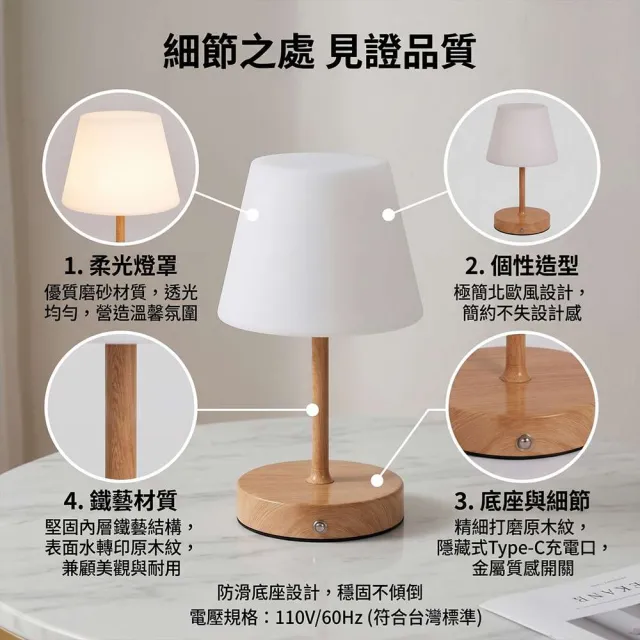 蘑菇燈台燈 床頭高級感中古風燈 可充電創意臥室床頭燈 裝飾桌燈氛圍燈(檯燈、床頭燈、臥室燈)
