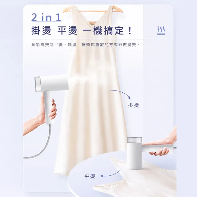 【SAMPO 聲寶】二合一手持式蒸氣掛燙機/電熨斗/蒸汽燙衣/熨斗/衣物除皺(AS-Z2110WL)