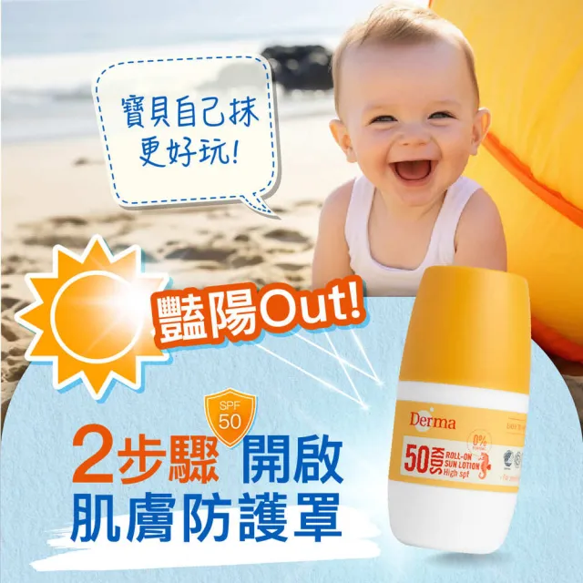 【Derma 丹麥德瑪】兒童防水滾珠防曬乳SPF50(防曬霜)
