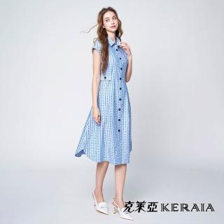 【KERAIA 克萊亞】幾何畫廊織紋收腰洋裝