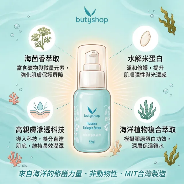 【butyshop 沛莉】海洋膠原美容液 Thalasso Collagen Serum-52ml(保濕滋潤)