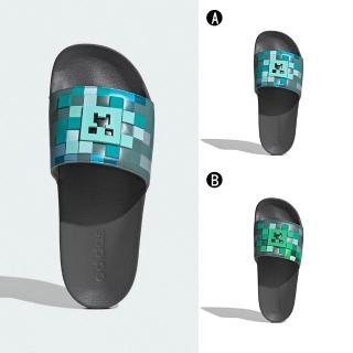 【adidas 愛迪達】運動拖鞋 ADILETTE SHOWER MINECRAFT 男 A-HQ2584 B-HQ2585