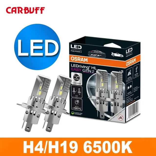 【Osram 歐司朗】LED直上型二代 6500K(H4-H19)汽車大燈-2入