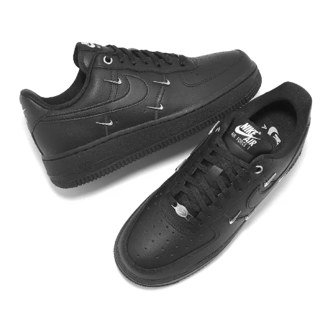 【NIKE 耐吉】休閒鞋 Wmns Air Force 1 07 LX 女鞋 男鞋 黑 金屬小勾 銀勾 AF1(HQ1180-001)