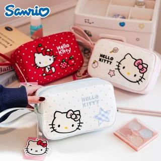 【SANRIO 三麗鷗】輕盈質感凱蒂貓大容量手提化妝包(Hello Kitty/盥洗包/旅行收納包)