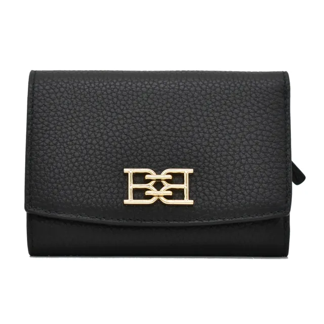 【BALLY】牛皮銀字LOGO三折短夾皮夾卡片夾