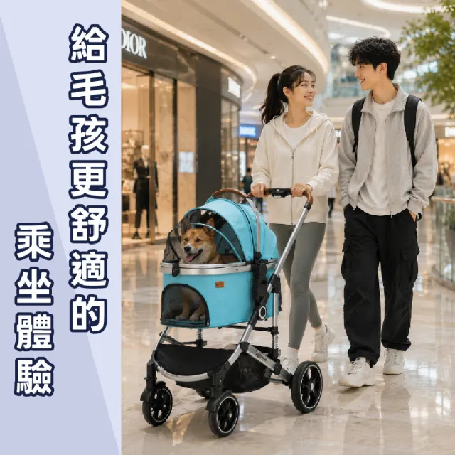 【KIDS PARK】Ingborsa鋁合金寵物推車/車包分離款(一鍵折疊煞車/可拆提籃籠/貓咪狗犬手推車/四輪推車)