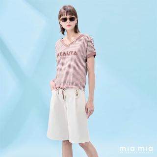 【mia mia】斜紋休閒寬口五分褲