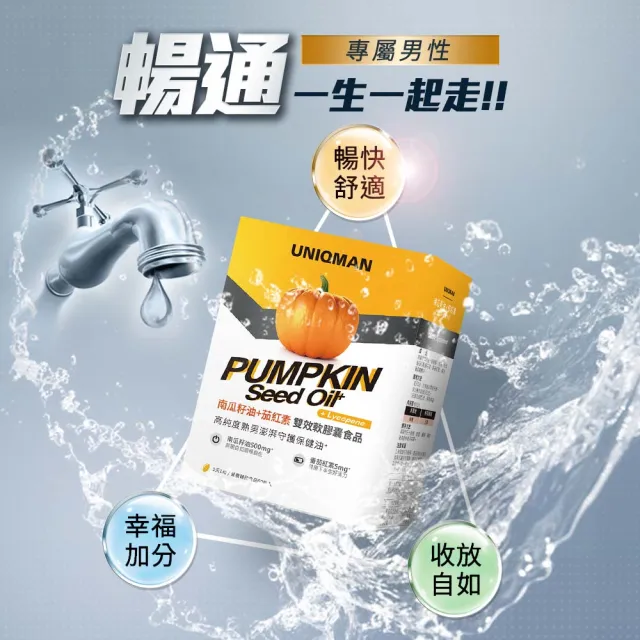 【UNIQMAN】南瓜籽油+茄紅素 軟膠囊 1盒(60粒/盒)