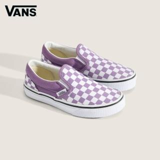 【VANS】官方旗艦 Color Theory Classic Slip-On 中童款紫色棋盤格滑板鞋(童鞋)