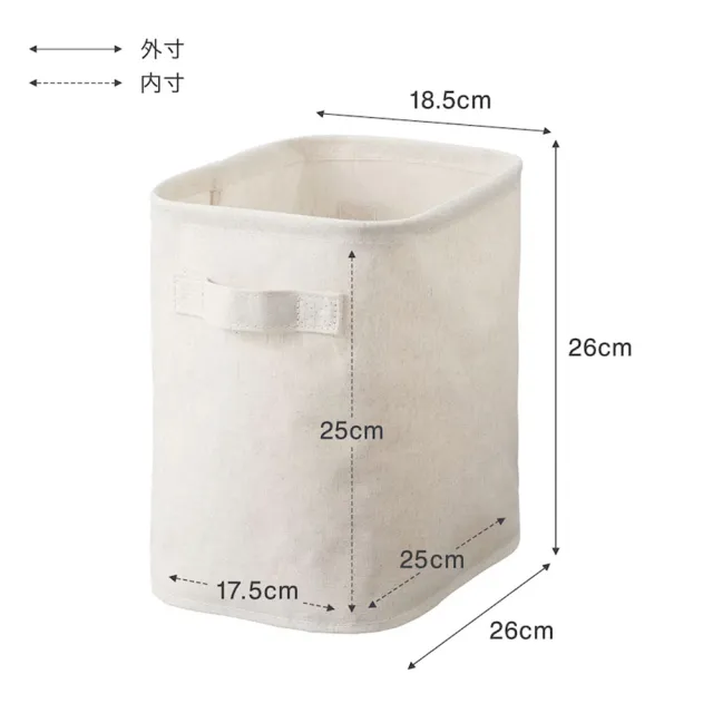 【MUJI 無印良品】聚酯纖維麻收納箱/長方形/中/半(約寬18.5×深26×高26 cm)