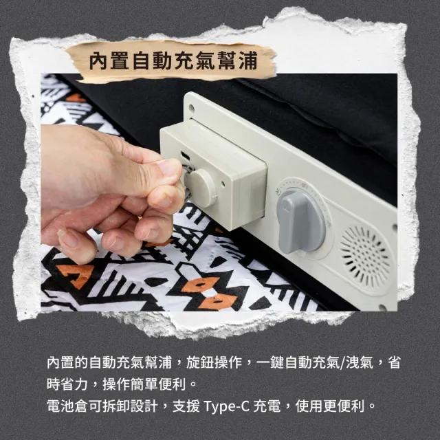 【NUIT 努特】巢好睡 單人電動充氣TPU床墊 內建電動幫浦 USB充電 露營充氣床墊 超彈海綿 沖孔海綿 (NTB105)