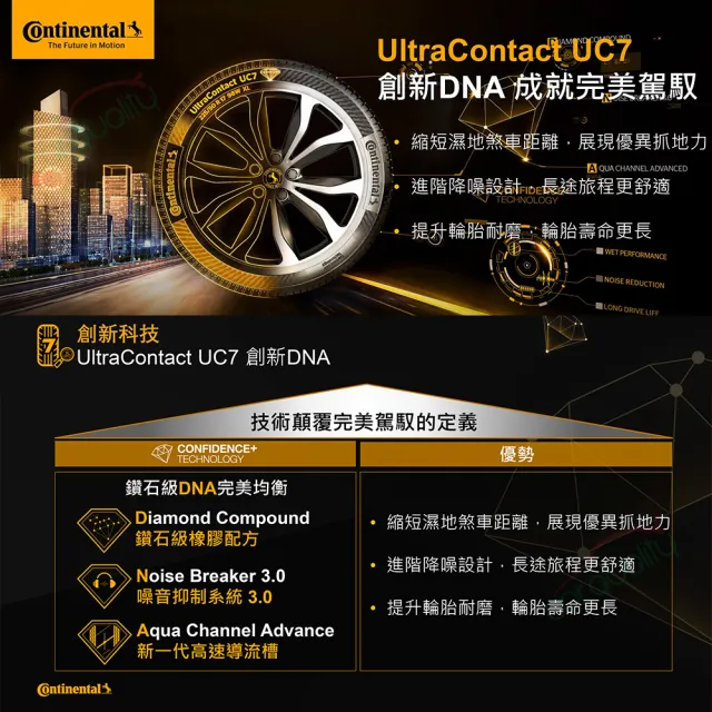 【Continental 馬牌】UltraContact UC7 輪胎四入組送安裝_205/55/17吋(車麗屋)