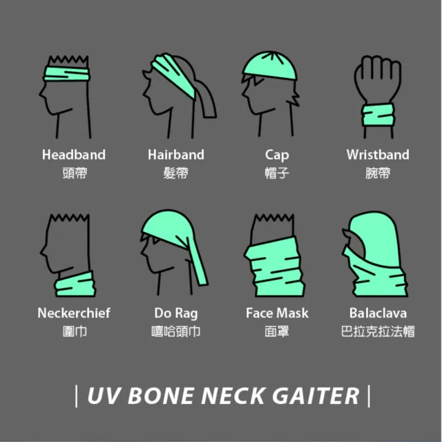【Bone 蹦克】UV 魔術頭巾  3入組 (五款任選)