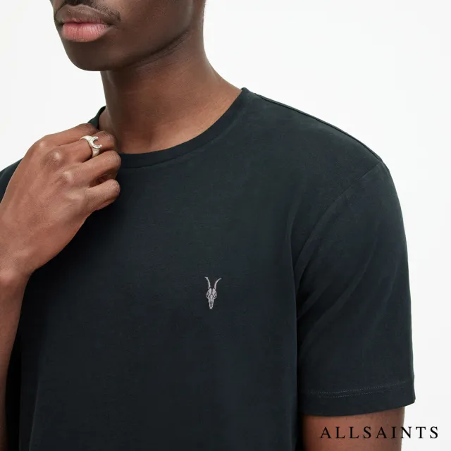 【ALLSAINTS】BRACE 公羊頭骨刺繡純棉修身短袖T恤素T MD131G(多色任選)