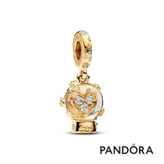 【Pandora 潘多拉】燦金愛心水晶球吊飾-絕版品
