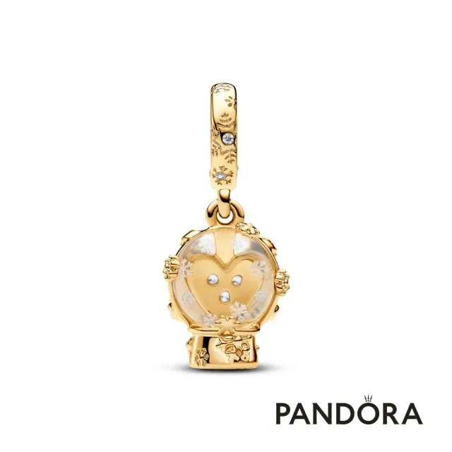 【Pandora 潘多拉】燦金愛心水晶球吊飾