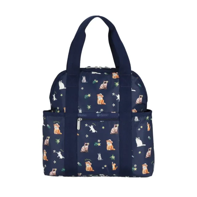 【Lesportsac】Double Trouble Backpack 手提兩用後背包 媽媽包 送禮 禮物 推薦 女包(熱帶度假貓咪)