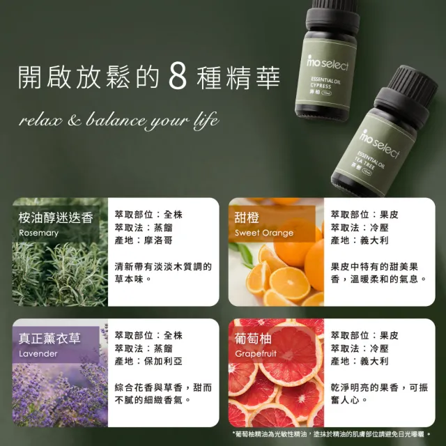 【mo select】100%植物精油3入超值組-靜謐平衡調贈水氧機(mo選/香氛機/薰香機/香氛/加濕器/禮物)
