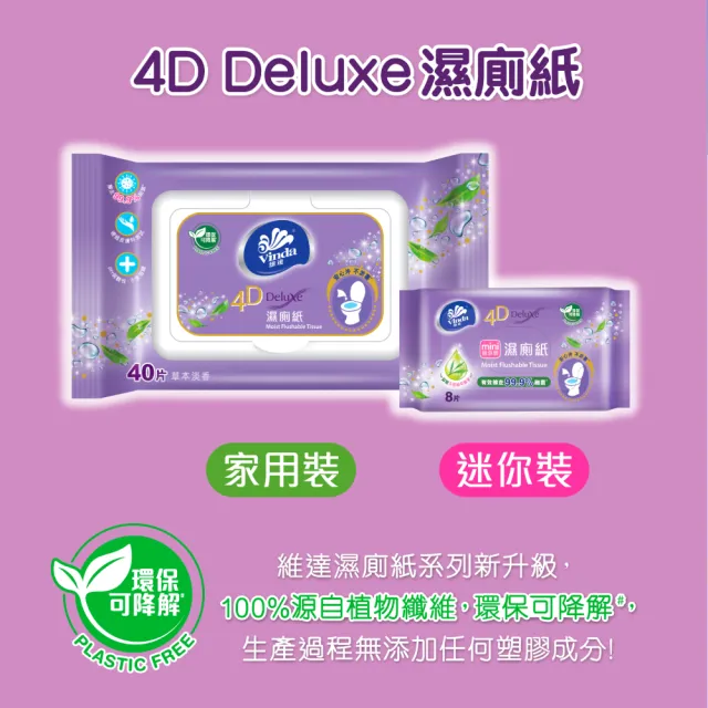 【Vinda 維達】4D Deluxe濕廁紙(草本淡香)(40sX3)X8(箱購)