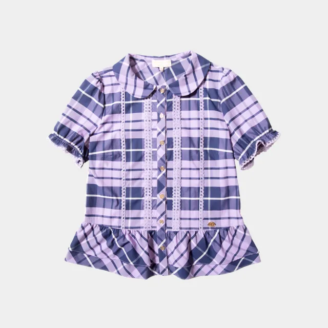 【SCOTTISH HOUSE】圓領荷葉蕾絲格紋襯衫 CHT11302