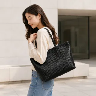 【EMMA SUE】雙11 女包 大托特包 女生包包 皮革包包 腋下包 肩背包 百搭 編織包 手提包 韓國包包