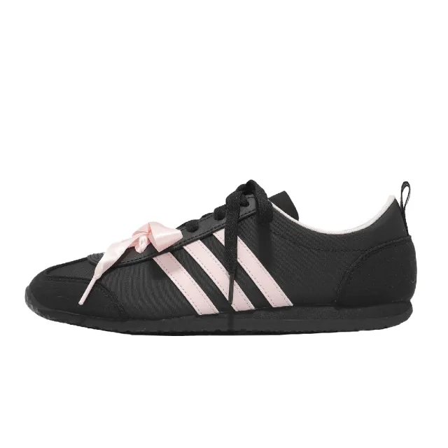 【adidas 愛迪達】休閒鞋 VS JOG 2.0 男鞋 女鞋 黑 粉 復古 緞帶 德訓鞋 KH7659