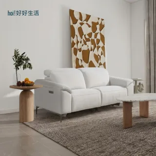 【hoi! 好好生活】hoiMollise防潑水貓抓絨頭枕可調雙人零靠牆電動沙發 麥芽米色