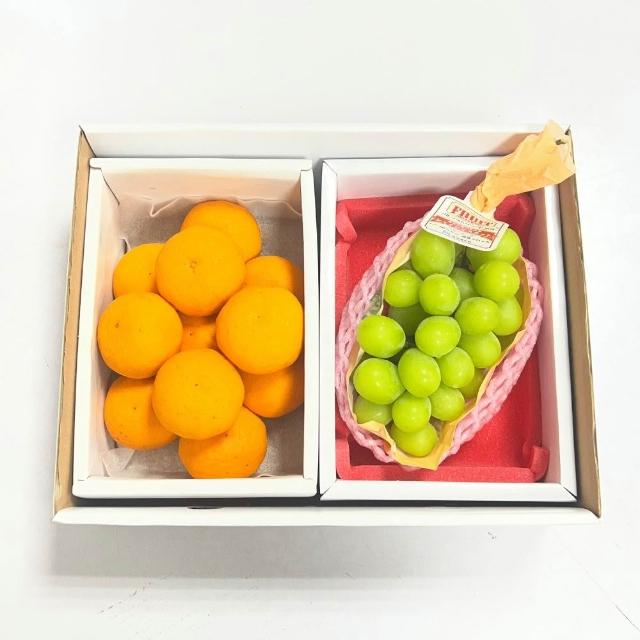 【RealShop】日本麝香葡萄+日本蜜柑 共約1.5kg±10%禮盒(御品禮盒E 端午送禮 水果禮盒)