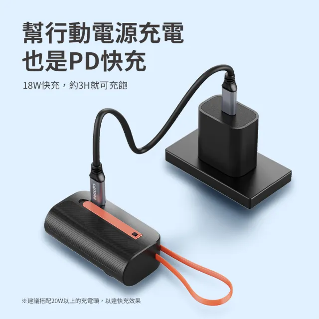 【Philips 飛利浦】2入組-DLP2552-4900mAh FunCube MINI 2 手錶磁吸直插多合一行動電源(17.88Wh_具Wh標示)