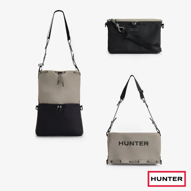 【HUNTER】官方旗艦館_Travel翻蓋輕量斜背包(黑/卡其灰)