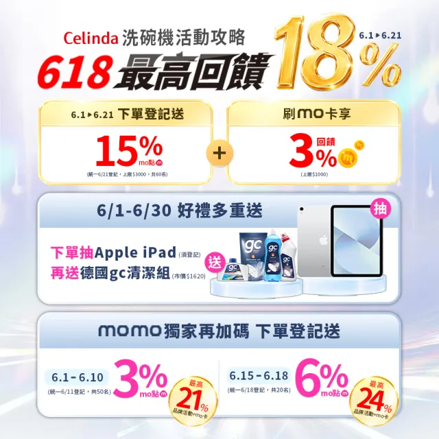 【Celinda 賽寧】17人份落地美型洗碗機DB-1702(110V/含安裝/自動開門/嵌入式/獨立式洗碗機)