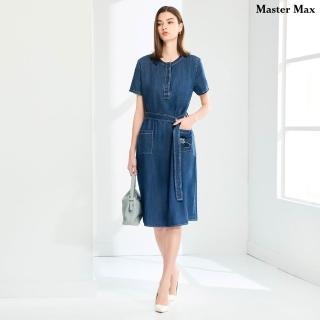 【Master Max】圓領可開釦休閒短袖牛仔洋裝(8611009)