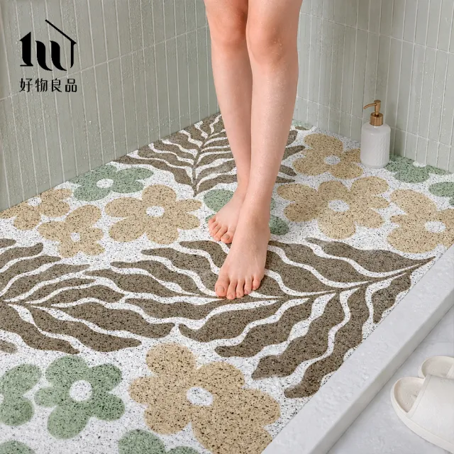 【好物良品】120x120cm_大尺寸絲圈浴室防滑墊｜快速排水不積水 可DIY裁切 陽台浴室通用止滑墊