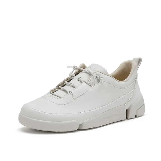 【Clarks】女鞋 三瓣鞋2.0 PLUS-Trigenic2 Easy.真皮輕盈鬆緊鞋帶休閒鞋 運動鞋 健走鞋(白色)(CLF87360C)