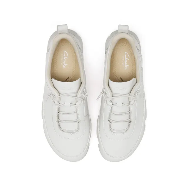 【Clarks】女鞋 三瓣鞋2.0 PLUS-Trigenic2 Easy.真皮輕盈鬆緊鞋帶休閒鞋 運動鞋 健走鞋(白色)(CLF87360C)