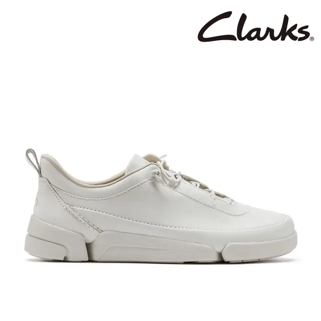 【Clarks】女鞋 三瓣鞋2.0 PLUS-Trigenic2 Easy.真皮輕盈鬆緊鞋帶休閒鞋 運動鞋 健走鞋(白色)(CLF87360C)