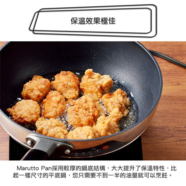【hokua 北陸鍋具】日本製Marutto Pan圓圓鍋IH款24cm(含金屬立式鍋蓋/IH爐可用鍋)