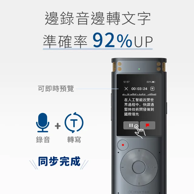 【iFLYTEK】科大訊飛 AI全離線即時轉寫錄音筆(SR302PRO)
