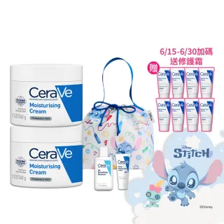 【CeraVe 適樂膚】史迪奇限量聯名組★長效潤澤修護霜 340g雙入(彌月/臉部身體乳霜)