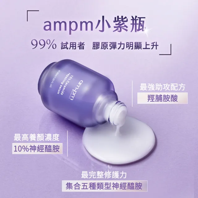 【ampm 牛爾】神級穩膚澎彈組★10%神經醯胺修護精華30ml+神經醯胺舒芙蕾50g(保濕/敏感肌修護)