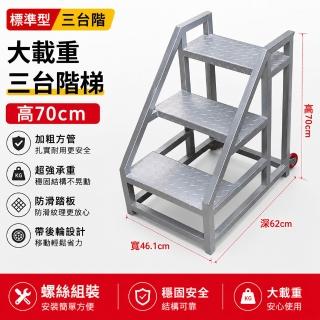 【LEZUN 樂尊】工業踏步梯 大載重-標準型（46.1釐米）帶後輪螺絲組裝安裝方便 家用踏步梯/鋁合金加厚