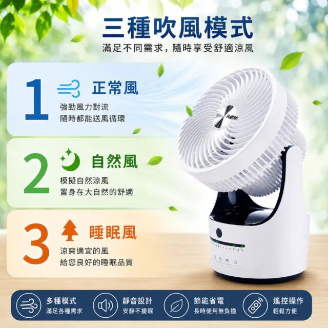 【Fujitek 富士電通】8吋遙控定時360度循環扇電風扇FT-LRF082(8小時定時 3種風類模式)
