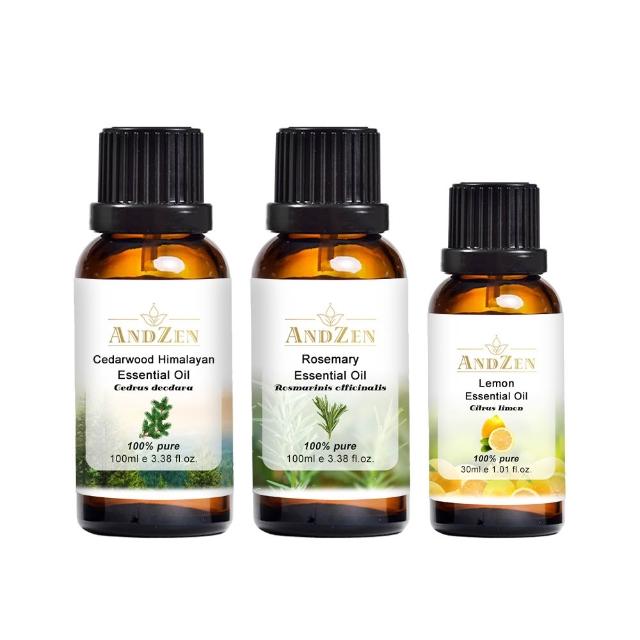 【ANDZEN】安得仁 澳洲單方純精油 迷迭香100ml+喜馬拉雅山雪松100ml+檸檬30ml(清香香氣+層次木香)
