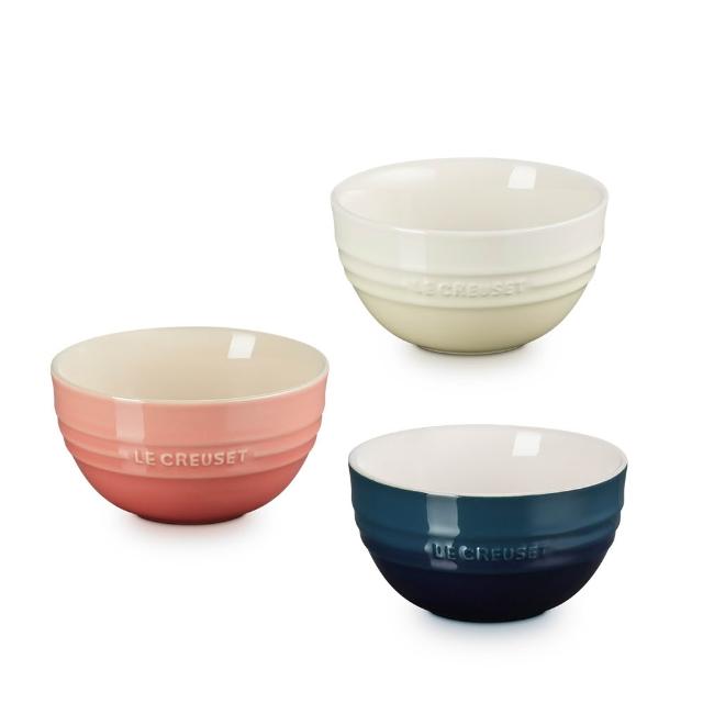 【Le Creuset】瓷器韓式飯碗350ml(鮭魚粉/極光午夜藍 2色選1)